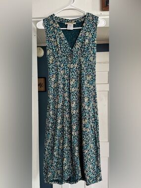 Free People Sleeveless Teal Floral V-Neck Maxi Dress